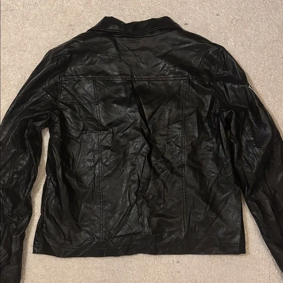 Hot & Delicious Embellished Black Faux Leather Moto Jacket Large - Picture 6 of 10